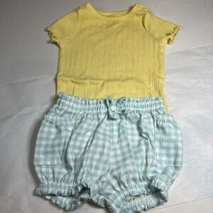 Garanimals Girls Set Yellow Shirt And Blue Shorts Outfit‎ 6-9 Months Spring